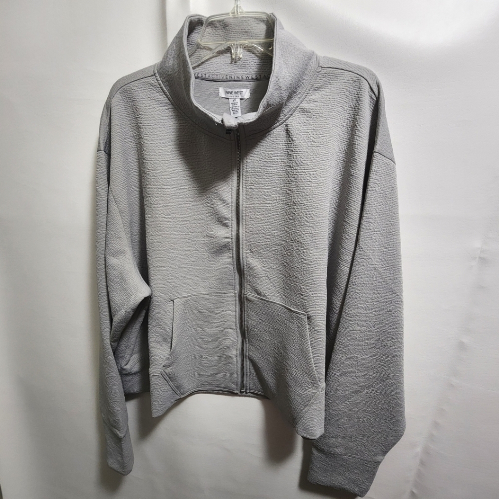 Nine West Active Jacket Light Gray Zip Up with Pockets Women's Plus Size 3X NWT